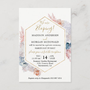 Invitation à la réception de l'Elopement floral aq