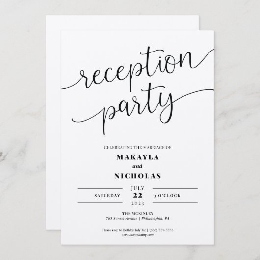 Invitation à la réception de mariage (Devant / Derrière)