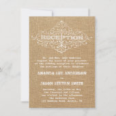 Invitation à la réception de mariage de Burlap en (Devant)