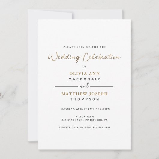 Invitation à la réception de mariage de luxe (Devant)