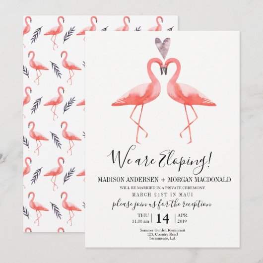 Invitation à la réception de mariage en fuite des  (Devant / Derrière)