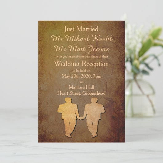 Invitation à la réception de mariage gay rustique  (Debout devant)