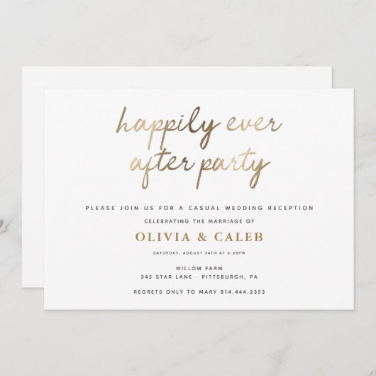 Invitation à la réception de mariage Happily Ever  (Devant / Derrière)