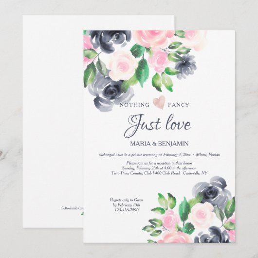 Invitation à la réception de mariage intime (Devant / Derrière)