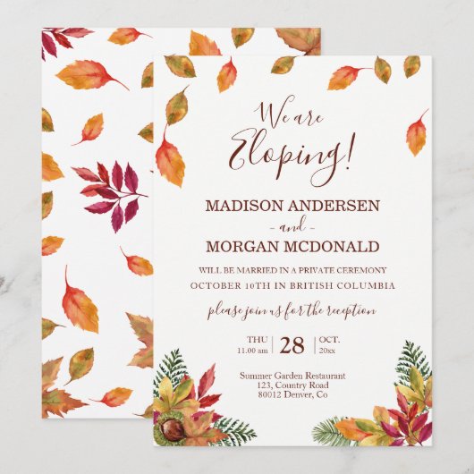 Invitation à la réception de mariage intime d'auto (Devant / Derrière)