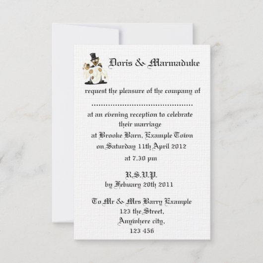 Invitation à la réception de mariage le soir (Devant)