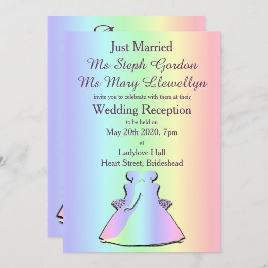 Invitation à la réception de mariage lesbienne Gay (Devant / Derrière)