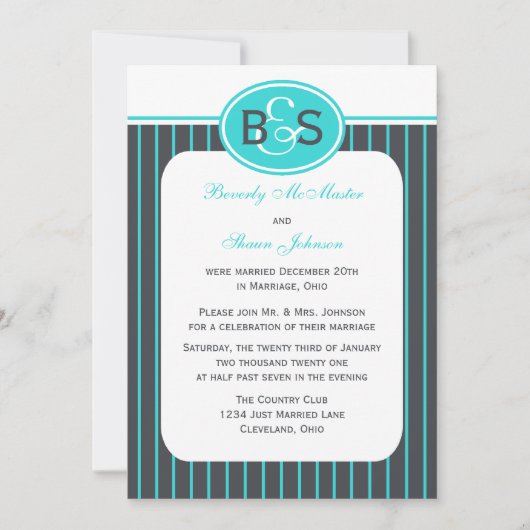 Invitation à la réception de mariage -- Monogramme (Devant)