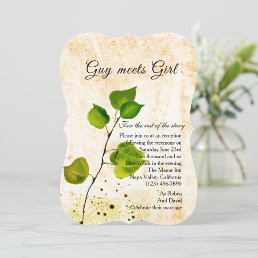 Invitation à la réception Décontractée Feuille Asp (Debout devant)