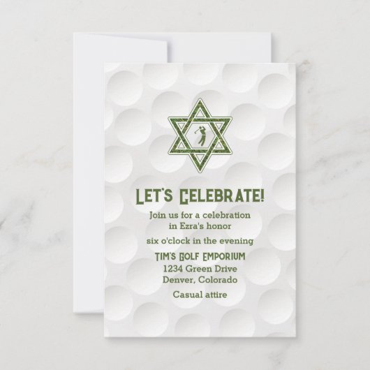 Invitation à la réception du Bar Mitzvah sur le th (Devant)
