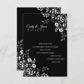 Invitation à la réception florale noire et blanche (Devant / Derrière)