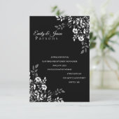 Invitation à la réception florale noire et blanche (Debout devant)