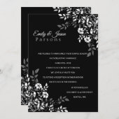 Invitation à la réception florale noire et blanche (Devant / Derrière)