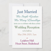 Invitation à la réception Gay de la colombe arc-en (Dos)