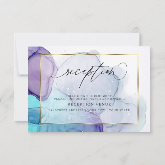 Invitation à la réception moderne en encre Aqua et (Devant)