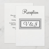 Invitation à la réception noir blanc Monogramme (Devant / Derrière)