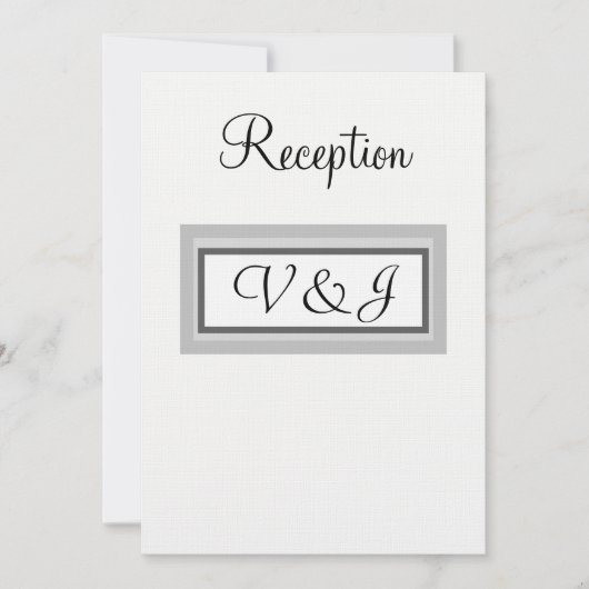 Invitation à la réception noir blanc Monogramme (Devant)