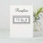 Invitation à la réception noir blanc Monogramme (Debout devant)