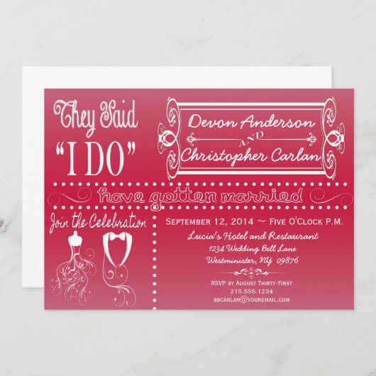 Invitation à la réception tendance avec tableau no (Devant / Derrière)