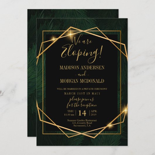 Invitation à la réception Tropical Gold frame Elop (Devant / Derrière)