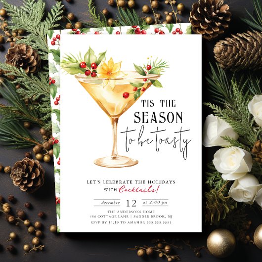 Invitation A La Recherche De Cocktails Fête De Vacances