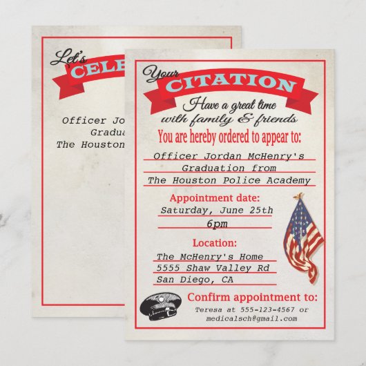 Invitation à la remise des diplômes de l'Académie  (Devant / Derrière)