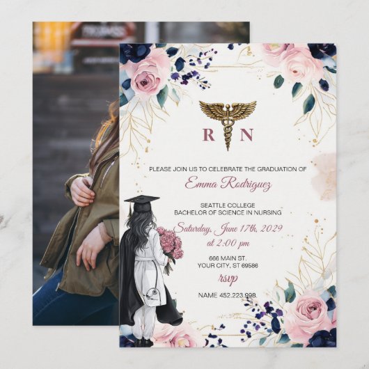 Invitation à la remise des diplômes d'infirmière a (Devant / Derrière)