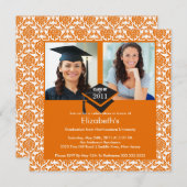 Invitation à la remise des diplômes Orange & White (Devant / Derrière)