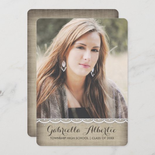 Invitation à la remise des diplômes Rustic Chic La (Devant / Derrière)