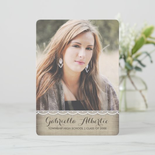 Invitation à la remise des diplômes Rustic Chic La (Debout devant)