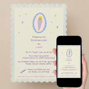 Invitation à la rentrée scolaire fille peinte à la