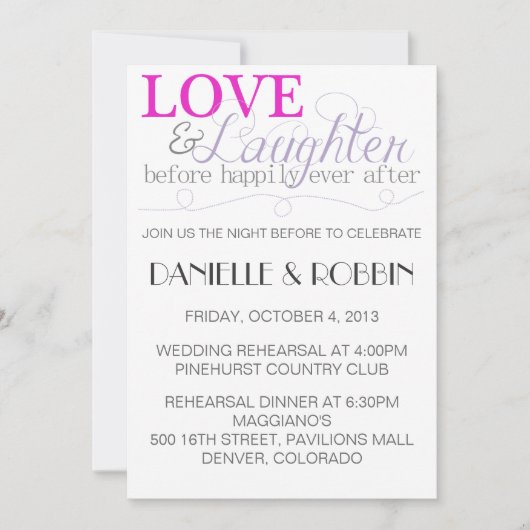 Invitation à la répétition de Love & Laughter (Devant)