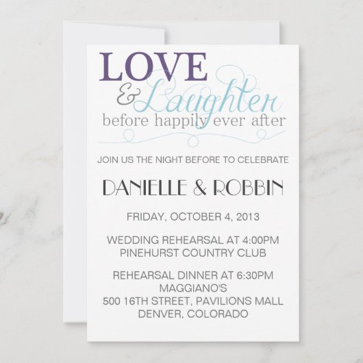 Invitation à la répétition de Love & Laughter (Devant)