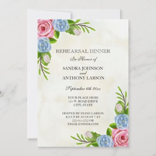Invitation à la répétition du Mariage d'aquarelle (Devant)