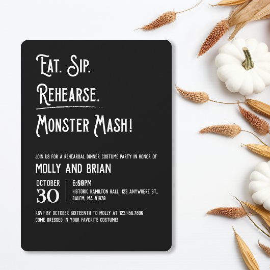 Invitation à la répétition du Mariage Monster Mash