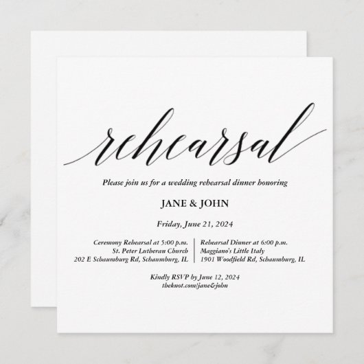 Invitation à la répétition mariage (Devant / Derrière)