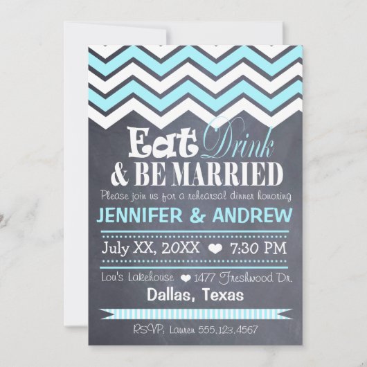 Invitation à la répétition Turquoise de Chevron (Devant)