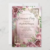 Invitation à la retraite à cadre Or Flowers (Devant)