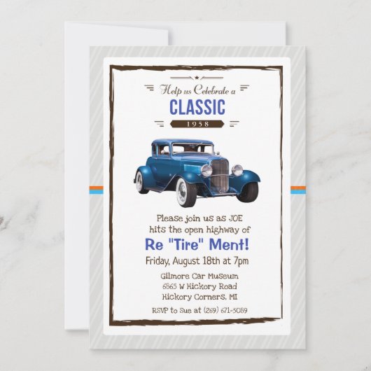 Invitation à la retraite automobile classique (Devant)