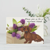 Invitation à la retraite Dachshund Purple Tulips (Debout devant)