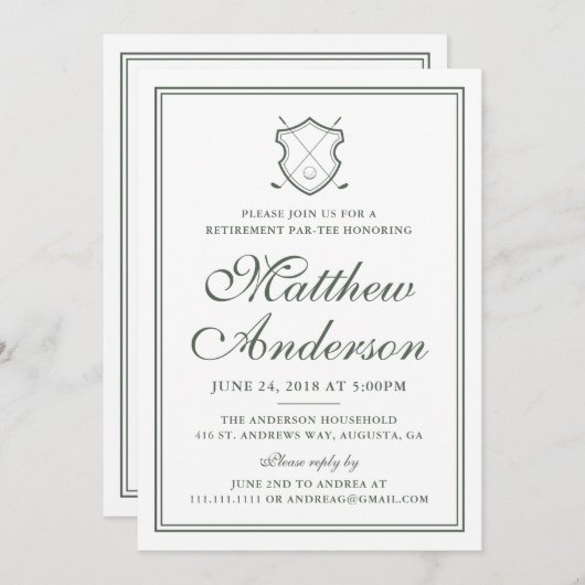 Invitation à la Retraite de golf classique (Devant / Derrière)