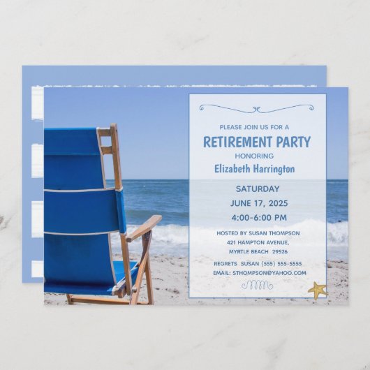 Invitation à la retraite de la chaise de plage (Devant / Derrière)