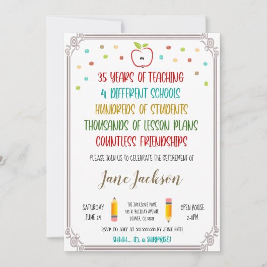 Invitation à la retraite d'un enseignant (Devant)