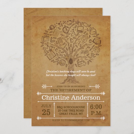 Invitation à la retraite d'un enseignant de l'arbr (Devant / Derrière)