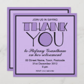 Invitation à la retraite en violet Merci (Devant / Derrière)