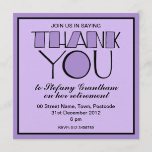 Invitation à la retraite en violet Merci