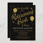 Invitation à la retraite Festive Party Gold Ballon (Devant / Derrière)