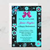 Invitation à la retraite florale bleue et noire (Devant / Derrière)