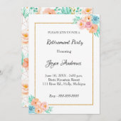 Invitation à la retraite florale de pêche et verte (Devant / Derrière)