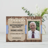 Invitation à la retraite Invitation photo BBQ bleu (Debout devant)